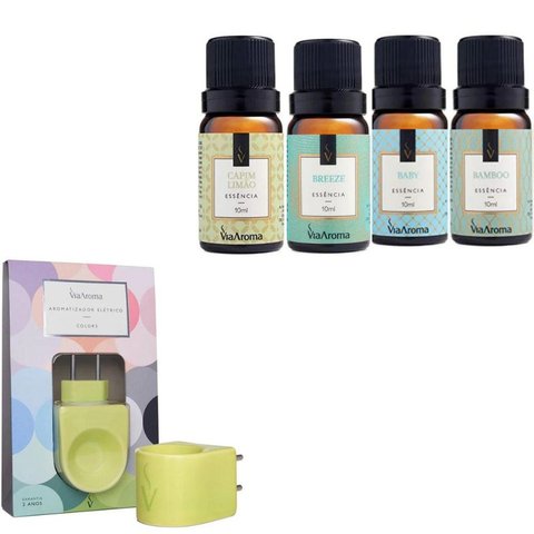 Kit Green Via Aroma Aromatizador com 4 Essencias 10ml
