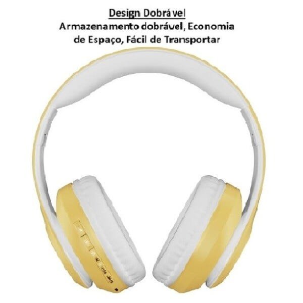 Fone de Ouvido Bluetooth 5.0 Dobrável Sem Fio Amarelo P68 - 3