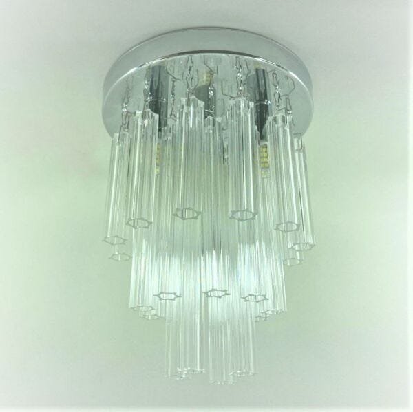 Lustre em Cristais base redonda inox com diamêtro de 20 cm com lâmpadas Led G9 - 5