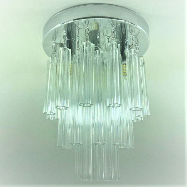 Lustre em Cristais base redonda inox com diamêtro de 20 cm com lâmpadas Led G9 - 1