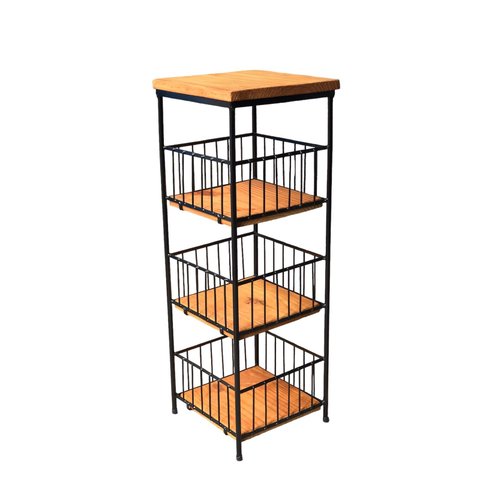 Fruteira Porta Filtro 3 Andares Ferro e Madeira