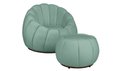 Ver imagem 1 de Poltrona Decorativa Giratória e Puff para Sala Living Concha Veludo Acqua - Divalê Shop