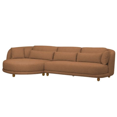 Sofá 05 Lugares 330cm Arizona com Chaise Direito Bouclé Terracota - Nexta Casa