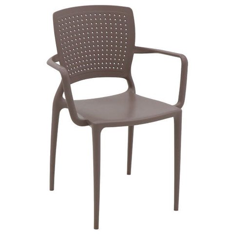 Cadeira Tramontina Safira com Braços Camurça em Polipropileno e Fibra de Vidro