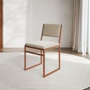 Ver imagem 1 de Cadeira de Jantar Industrial Isa Assento Veludo Base Cobre para Mesa Sala Cozinha - Cobre/bege