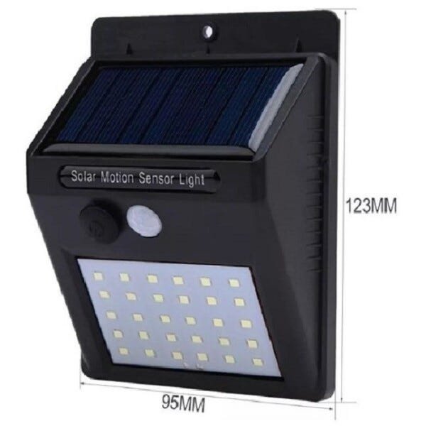 Luminária Solar Parede Jardim Exterior Com Sensor 30 Leds - 4