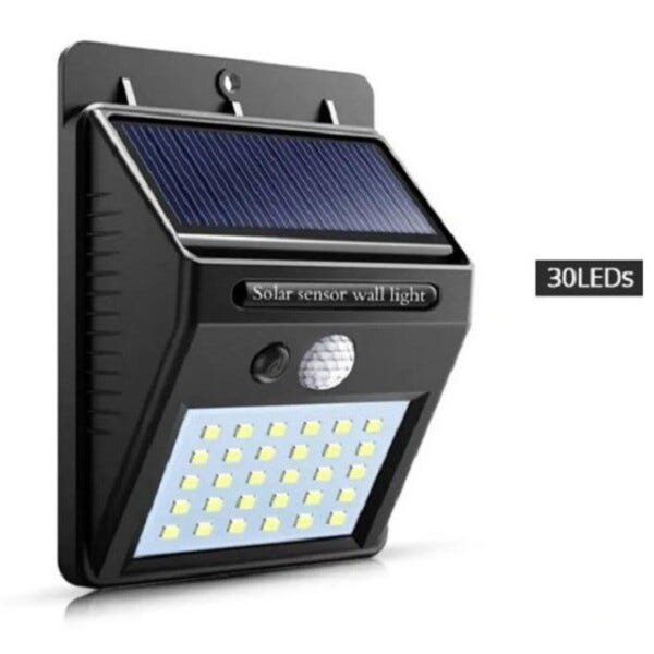 Luminária Solar Parede Jardim Exterior Com Sensor 30 Leds - 5