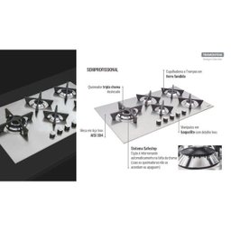 Cooktop À Gás Tramontina Penta Inox Flat 5gx 90 Safestop em Aço Inox e Trempes em Ferro Fundido - 3