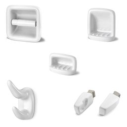 Kit Conjunto Acessórios Para Banheiro Louça Branco Embutir - 1