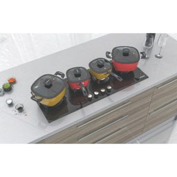 Cooktop à Gás Tramontina Slim Glass Flat 4GgB 100 Safestop em Vidro Temperado Preto e Trempes Em - 4 Cooktop à Gás Tramontina Slim Glass Flat 4GgB 100 Safestop em Vidro Temperado Preto e Trempes Em - 4