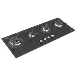 Cooktop à Gás Tramontina Slim Glass Flat 4GgB 100 Safestop em Vidro Temperado Preto e Trempes Em - 2 Cooktop à Gás Tramontina Slim Glass Flat 4GgB 100 Safestop em Vidro Temperado Preto e Trempes Em - 2