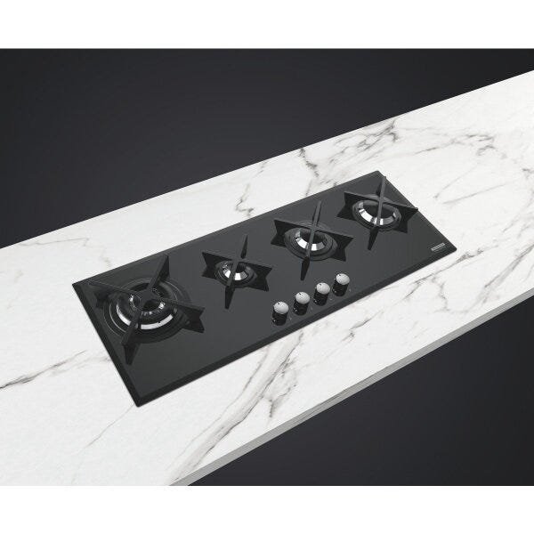 Cooktop à Gás Tramontina Slim Glass Flat 4GgB 100 Safestop em Vidro Temperado Preto e Trempes Em - 3