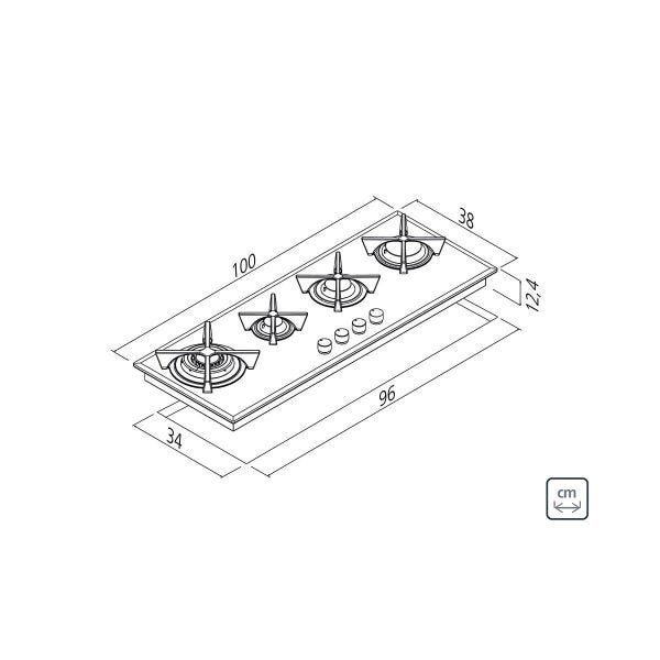 Cooktop à Gás Tramontina Slim Glass Flat 4GgB 100 Safestop em Vidro Temperado Preto e Trempes Em - 6