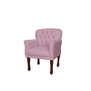 Poltrona Decorativa Ester Suede Rosê Pés Madeira Ms Decor