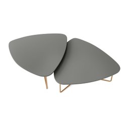 Kit 2 Mesas de Centro para Sala Design Orgânico Dourada Capri Cor:cinza Opera - 3