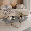 Ver imagem 2 de Kit 2 Mesas de Centro para Sala Design Orgânico Dourada Capri Cor:cinza Opera