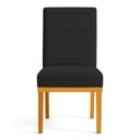 Ver imagem 3 de Cadeira de Jantar Mavie Estofada para Sala de Jantar Sofisticado Linhas Horizontais - Veludo Preta