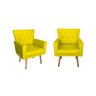 Kit 2 Poltronas Decorativa Aurora Suede Amarelo - 1