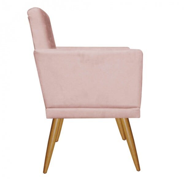 Kit 04 Poltronas Decorativa Nina com Pés Madeira com Rodapé Suede Rose - 5