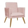 Kit 04 Poltronas Decorativa Nina com Pés Madeira com Rodapé Suede Rose - 3