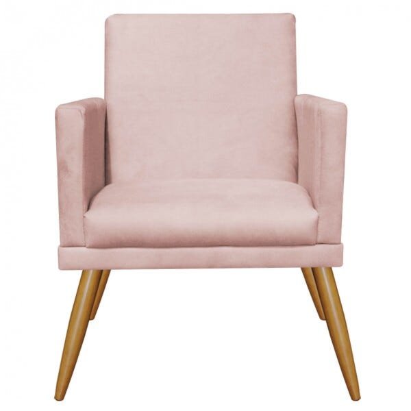 Kit 04 Poltronas Decorativa Nina com Pés Madeira com Rodapé Suede Rose - 2