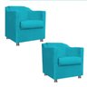 Kit 2 Poltronas Decorativa Tilla Suede Azul Turquesa - 1