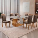Ver imagem 7 de Mesa de Jantar Alvorada 180cm Tampo MDF Vidro Canto Copo com 6 Cadeiras Lorena Moderna Mobília