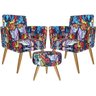 Kit 2 Poltronas Decorativa com rodapé e 1 Puff Redondo Nina Romero Britto - 1