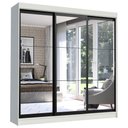 Ver imagem 2 de Guarda-Roupa Casal Madesa Istambul 3 Portas de Correr de Espelho 3 Gavetas Branco/Preto Cor:Branco/P