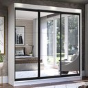 Ver imagem 1 de Guarda-Roupa Casal Madesa Istambul 3 Portas de Correr de Espelho 3 Gavetas Branco/Preto Cor:Branco/P