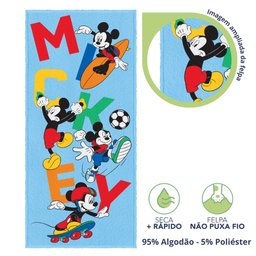 Toalha de Banho Infantil Mickey Felpuda Algodão Praia Piscina Lepper - 3