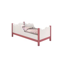 Cama Juvenil Núvem Cristal Baixa Segura para Crianças Mdf:branco/rosa - 1