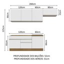 Ver imagem 4 de Armário de Cozinha Completa 260cm Rustic/Branco Glamy Madesa 03