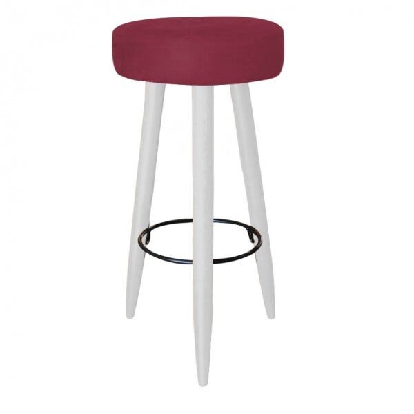 Kit 4 Banquetas Decorativa Rubi Pés Branco Suede Bordô - 2