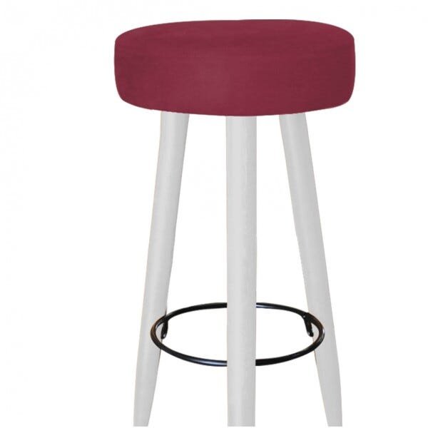 Kit 4 Banquetas Decorativa Rubi Pés Branco Suede Bordô - 3