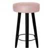 Kit 3 Banquetas Decorativa Rubi Pés Preto Suede Rose - 3