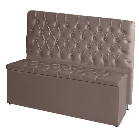 Kit de Quarto Cabeceira de Cama Box e Calçadeira Baú Estrela King 195 Cm Suede Botão Strass Ros
