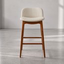 Ver imagem 7 de Banqueta Alta Arabella Madeira Maciça Estofada Encosto Curvo Linho Cru - Desk Design