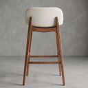 Ver mais imagens de Banqueta Alta Arabella Madeira Maciça Estofada Encosto Curvo Linho Cru - Desk Design