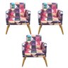 Kit 3 Poltronas Decorativa com Rodapé Nina Triângulos - Bela Casa Shop - 1