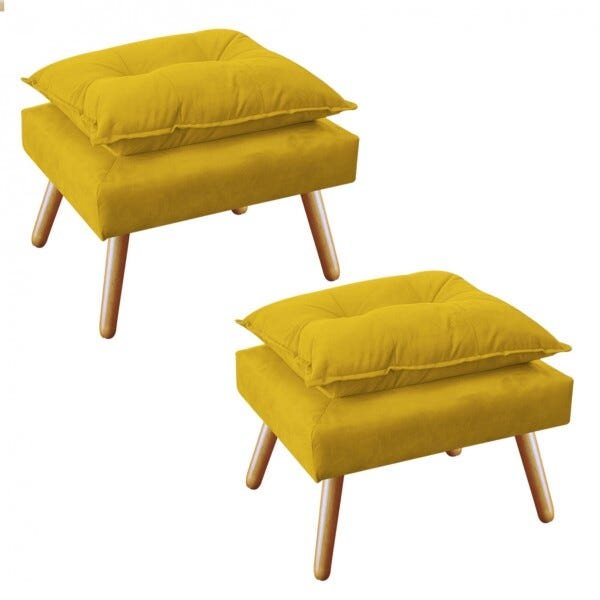 Kit 2 Puffs Decorativo Opala Plus Amarelo - 1