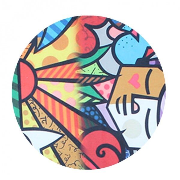 Kit 5 Banquetas Decorativa Rubi Pés Madeira Romero Britto - 5