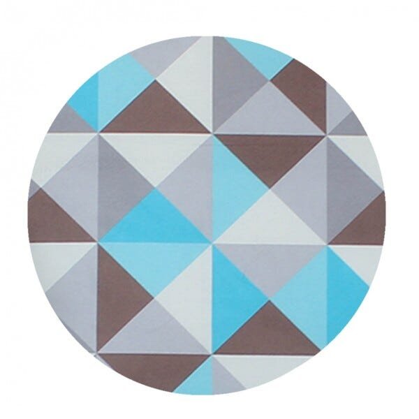 Kit 5 Banquetas Decorativa Rubi Pés Madeira Triângulo Azul - 5