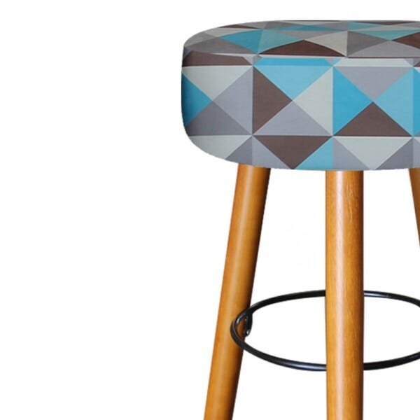 Kit 5 Banquetas Decorativa Rubi Pés Madeira Triângulo Azul - 4