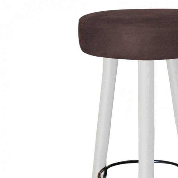 Kit 8 Banquetas Decorativa Rubi Pés Branco Suede Marrom - 4