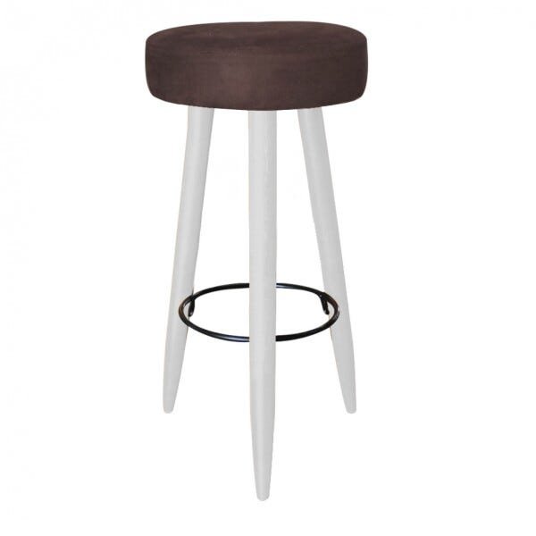 Kit 8 Banquetas Decorativa Rubi Pés Branco Suede Marrom - 2