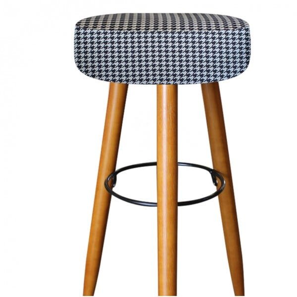Kit 8 Banquetas Decorativa Rubi Pés Madeira Estampado Preto e Branco - 3