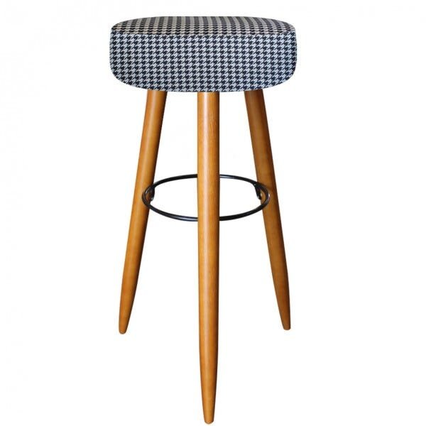 Kit 8 Banquetas Decorativa Rubi Pés Madeira Estampado Preto e Branco - 2