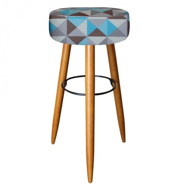 Kit 8 Banquetas Decorativa Rubi Pés Madeira Triângulo Azul - 2
