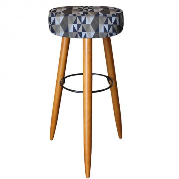 Kit 7 Banquetas Decorativa Rubi Pés Madeira Triângulo Nude - 2